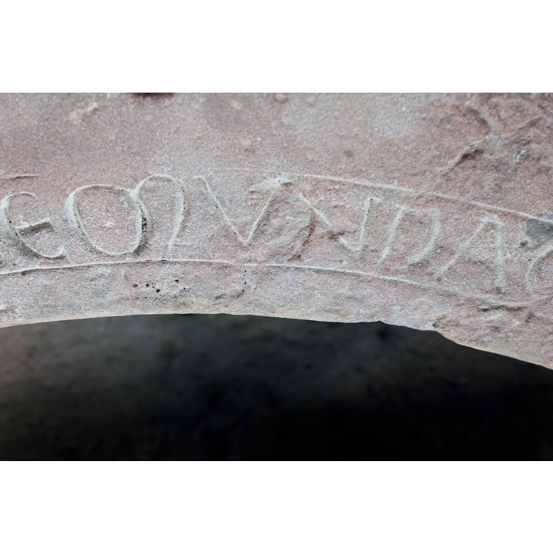 seen as the stone carver would have seen it standing inside the basin