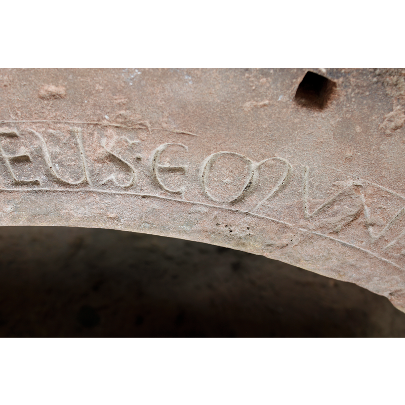seen as the stone carver would have seen it standing inside the basin