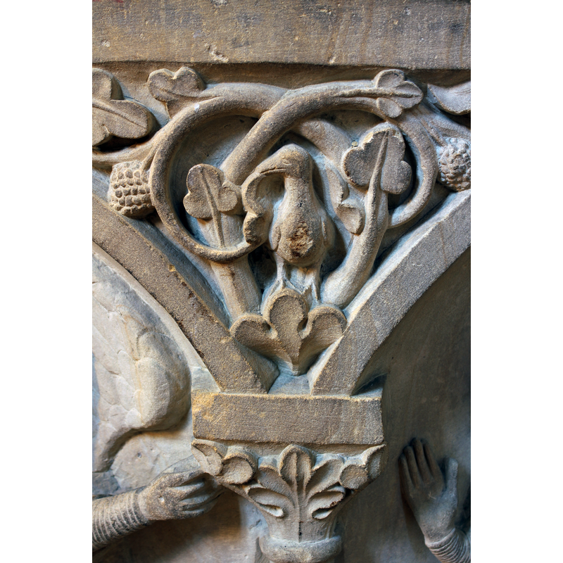 though probably not meant to be part of the Annunciation scene this spandrel is exceptional; the others are simply foliated