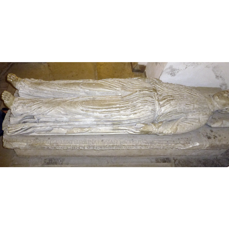 the 13thC (?) tomb of Geva, wife of 9thC Saxon lord Everward