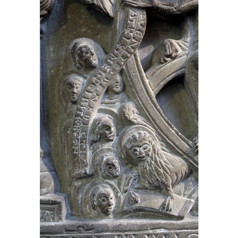 haloed souls and Mark's symbol; inscribed scroll