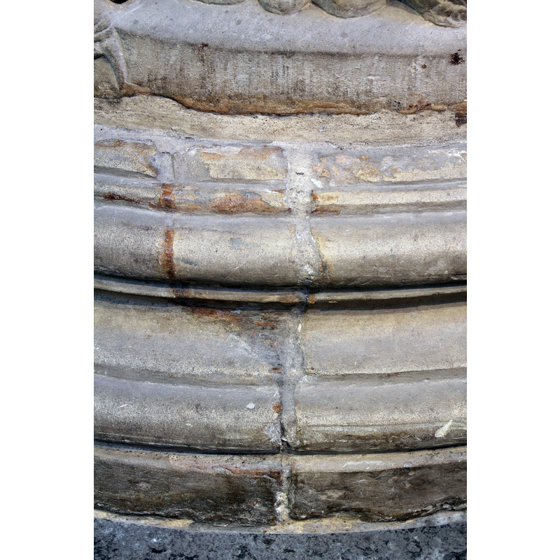 the moulded lower base, here showing some damage, is a later replacement