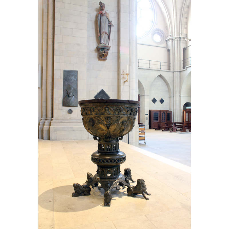 with John's eagle and Matthew's angel showing on the underbowl -- orientation is approximate