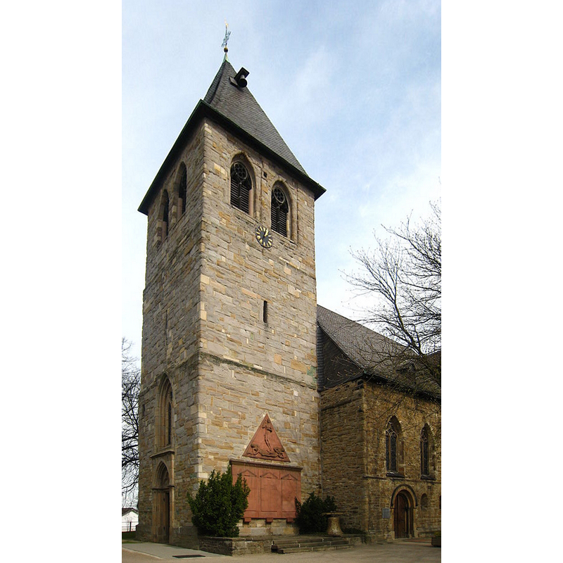 Source caption: "Ev. Kirche Dortmund-Brackel. Ursprung im 12. Jhdt., seit 1554 lutherisch."