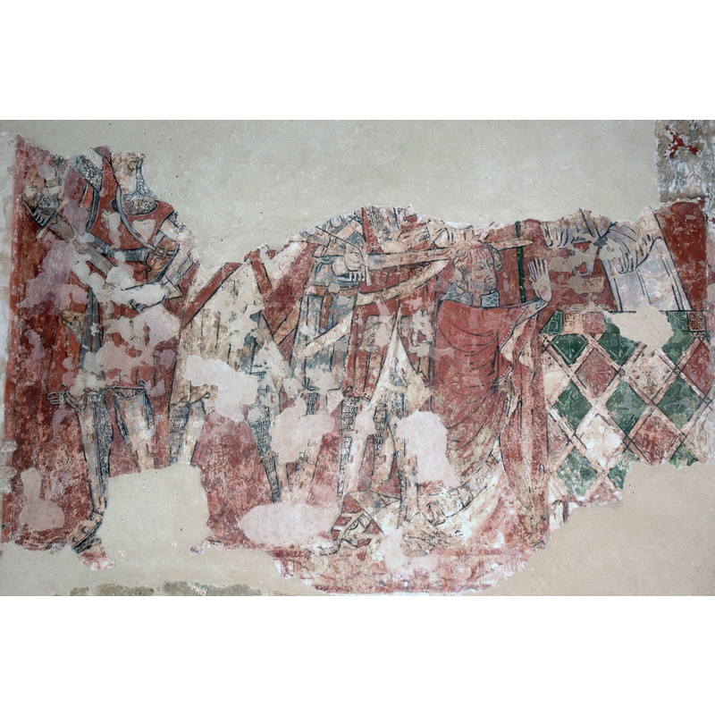 Source caption: "Church of England parish church of St Peter ad Vincula, South Newington, Oxfordshire: 14th-century fresco of the martyrdom of St Thomas Beckett."