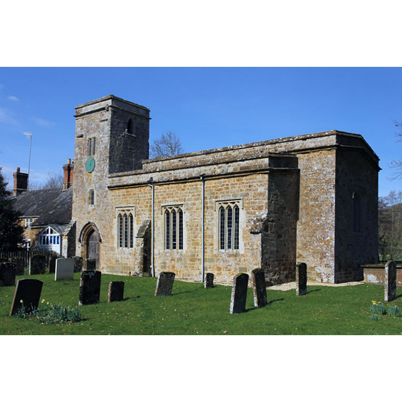 Source caption: "St.James' church. Grade II listed, largely 14th century church with some Norman and Early English details and a tower of 1630, restored in 1883. The chancel was demolished at an unknown date."
