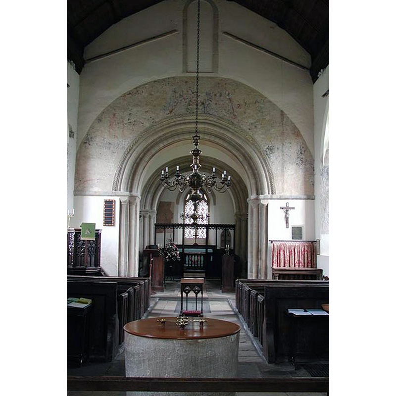 the photograph taken from the west end, behind the old font