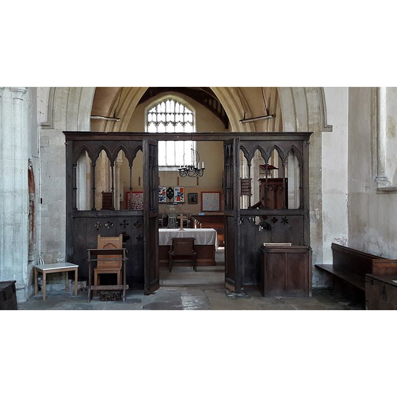Source caption: "The chancel screen in St Michael's church, Stanton Harcourt. A rare treat, a genuine early Gothic screen dating from about the same time as the chancel, the middle of the 13th century."