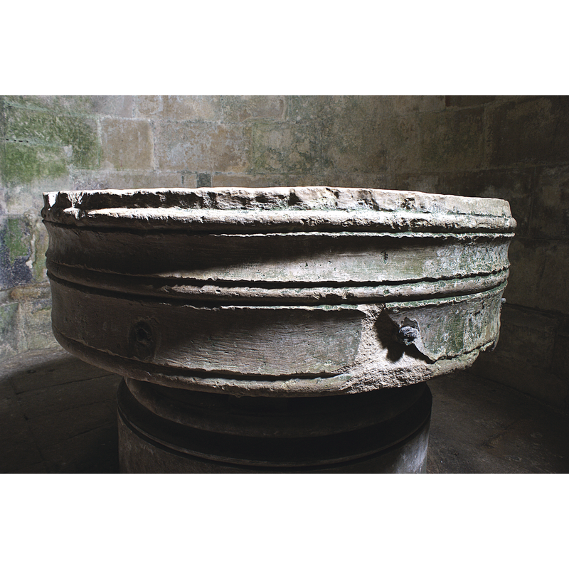 notice the drains of the original cloister fountain on the sides