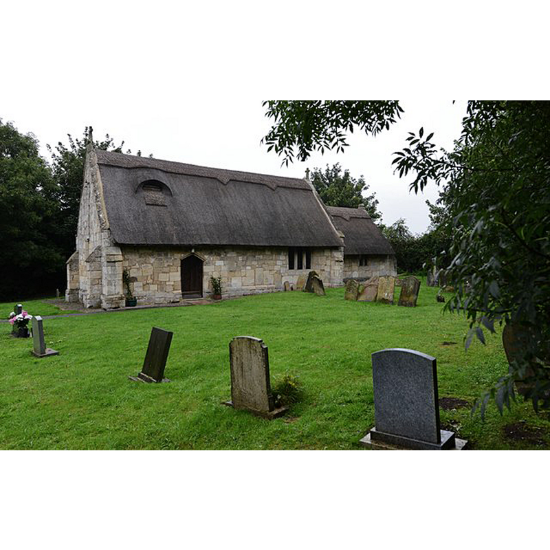 Source caption: "Markby, St. Peter's Church: The only church in Lincolnshire with a thatched roof".