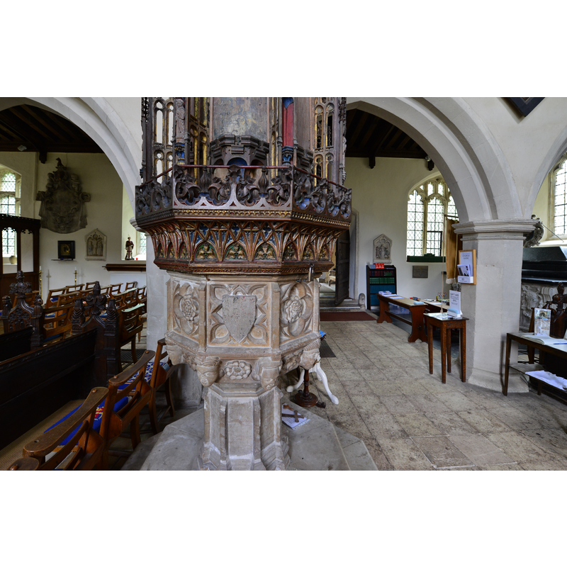 Source caption: "Ufford: St. Mary of the Assumption Church: The font and cover dating from 1450".