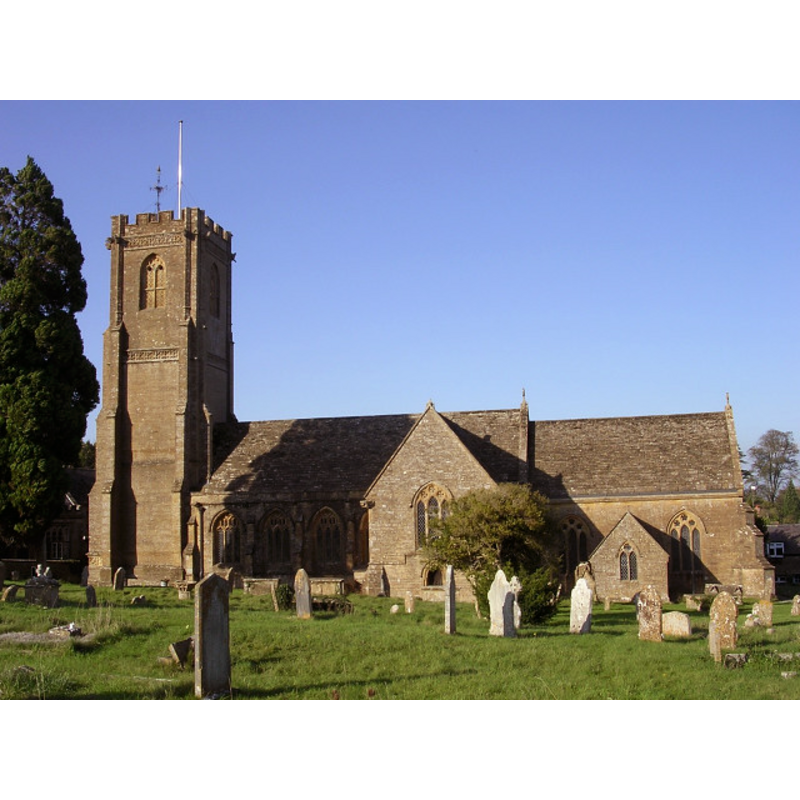 Source caption: "The parish church in Montacute began as a Norman chapel in the churchyard of the Cluniac priory. It still has a Norman chancel arch, though the church was enlarged later in the Middle Ages and almost entirely rebuilt in Victorian times. Within are the tombs of the Phelips family, owners of Montacute House."