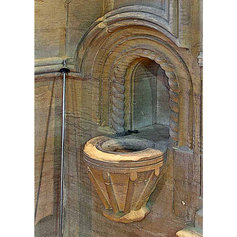 the medieval church was latest re-built and fitted in the mid-19thC in what Pevsner called a "hamfisted Norman" style