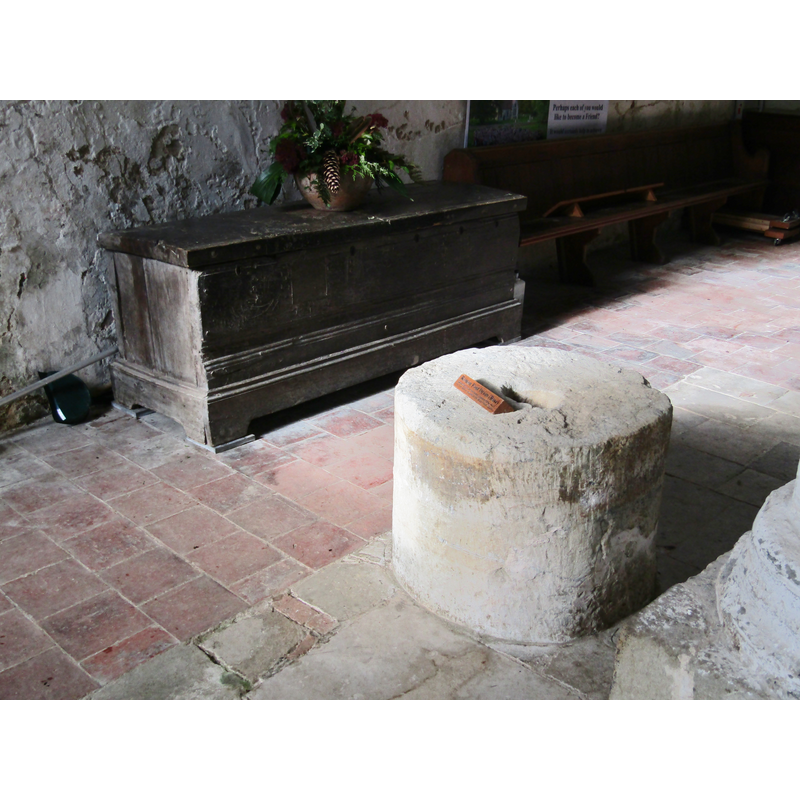 the base of the old font still inside the old redundant church