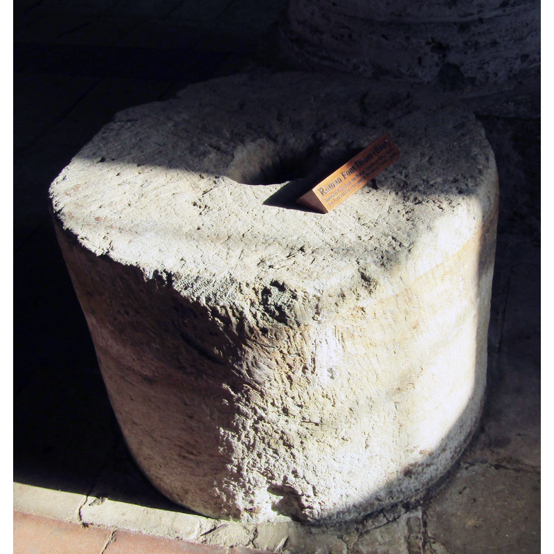the base of the old font still inside the old redundant church