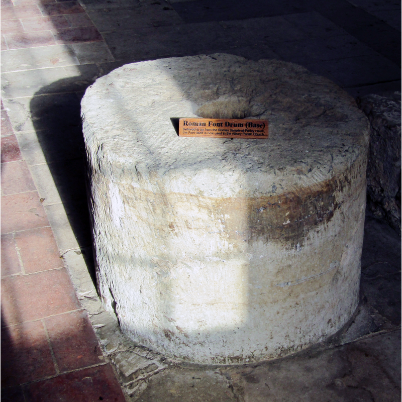 the base of the old font still inside the old redundant church