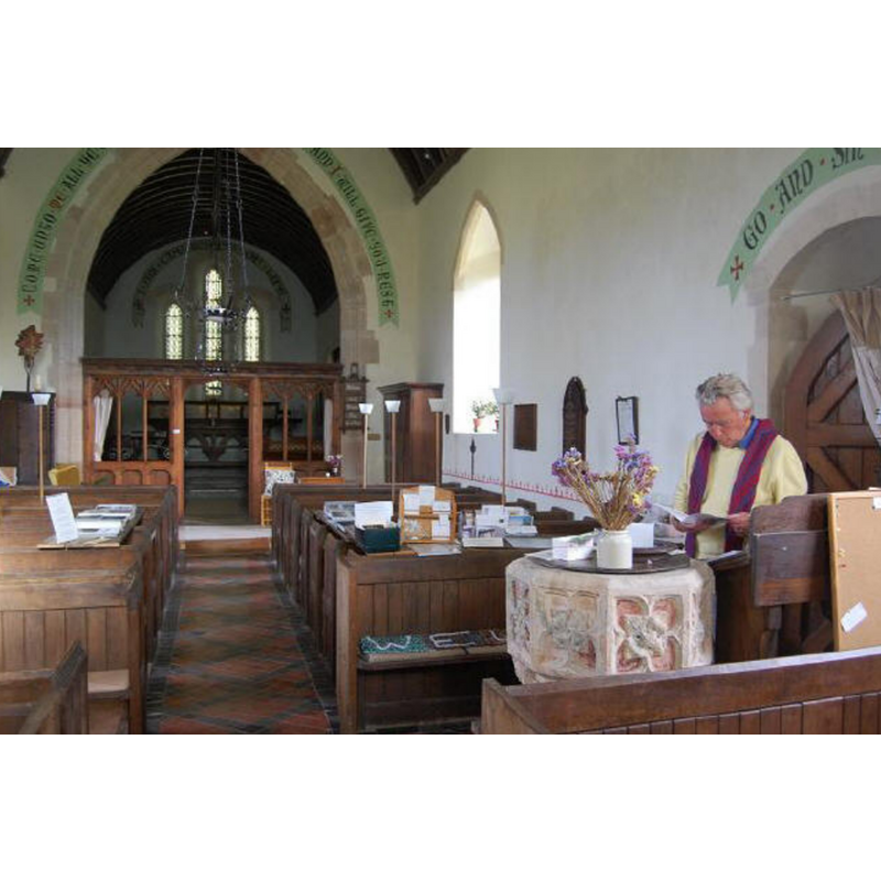 Source caption: "The Church of St. Nicholas in Kilton, near Stogursey, Bridgwater, Somerset was decommissioned by the Church of England in 2004. It was then bought by a private individual, lovingly restored, and brought back into use as a non-denominational wayfarer's church. Highlights are probably the the 19th Century Reredos and 14th Century Font but the church has much to offer."