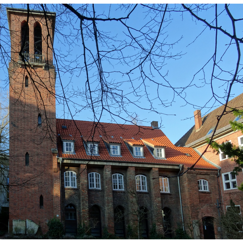 Source caption: "Ehemaliges Franziskanerkloster in Kiel, heute Kieler Kloster (Klosterkirchhof 2-6)"