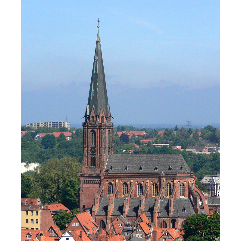Source caption: "Lüneburg, Nicolaikirche, vom Wasserturm aus gesehen".