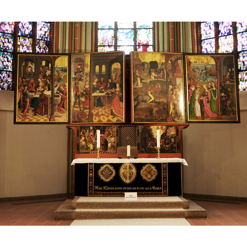 the main retable in the Johanniskirche, Lüneburg, (ca. 1430–1485): showing the inner painted wings