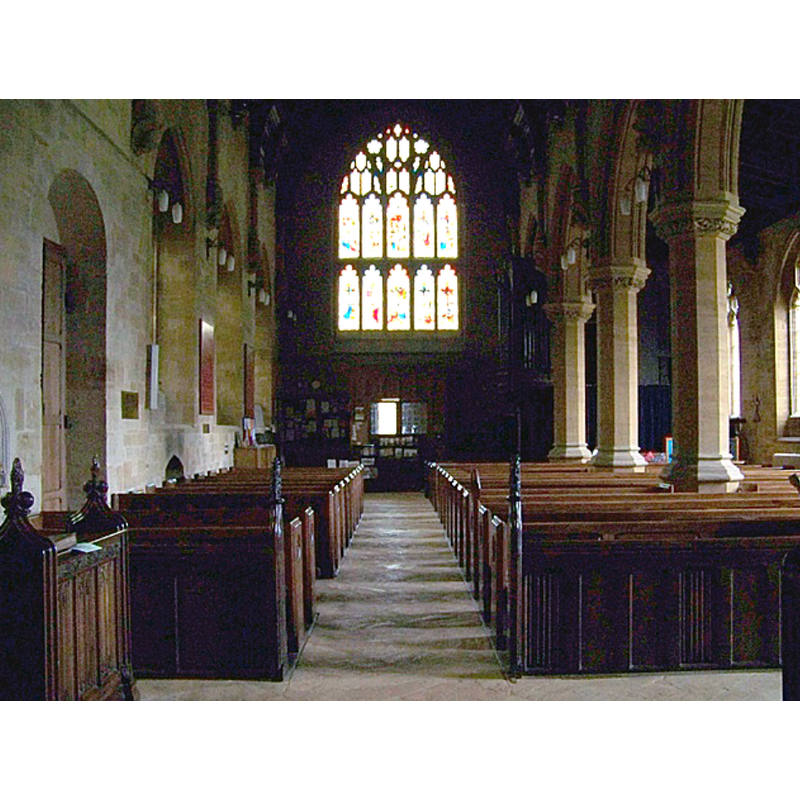 Source caption: "Interior, St John the Evangelist, Milborne Port. The nave was almost completely rebuilt between 1867 and 1869."