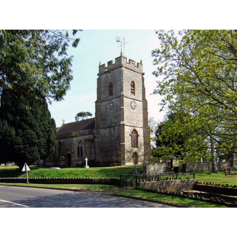Source caption: "Church of the Blessed Virgin Mary - Marston Magna. The church contains traces of Saxon herringbone work and has a Norman font."