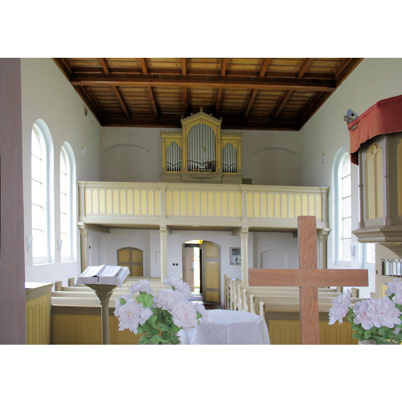 view of the 1880s church that replaced the medieval building here