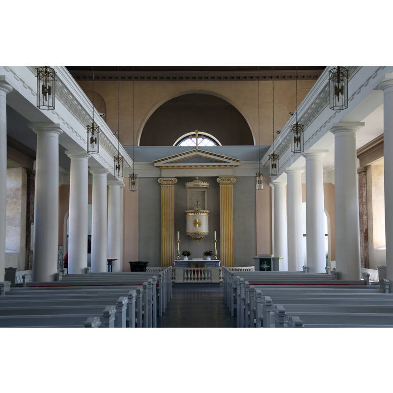 the mid-19thC church -- the font is partially visible a the far [east] end, left [north] side