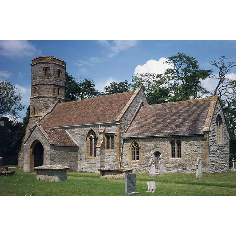 Source caption: "St Peter’s church dates from the early 14th century and has a small octagonal tower".
