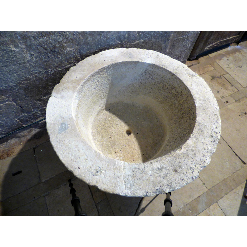the old font, now [May 2018] repaired and re-located inside the church