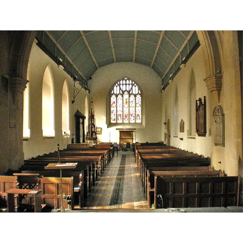 the font and cover are partially visible at the far [west] end, left [south] side
