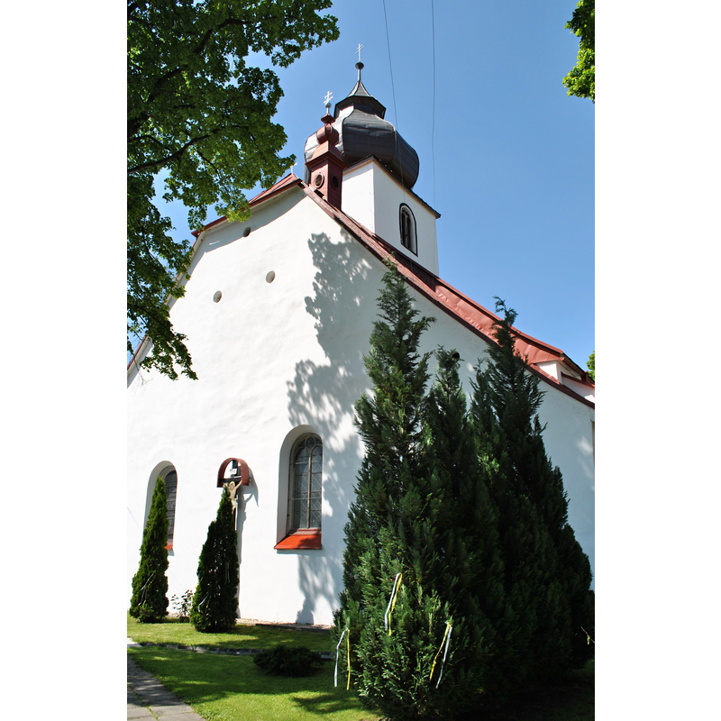 the restored parish church at Liptovská Teplá, where the font came from