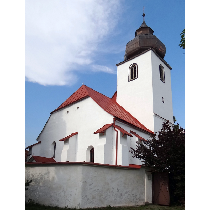 the restored parish church at Liptovská Teplá, where the font came from