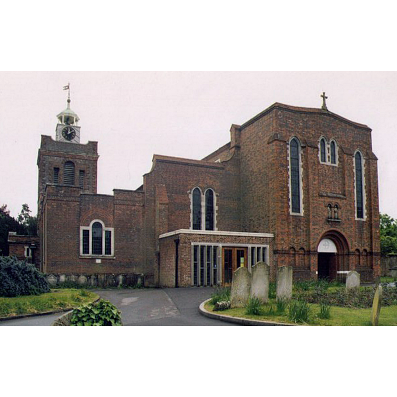 Source caption: "St Peter & St Paul, Fareham. Listed building erected in the 12th century."