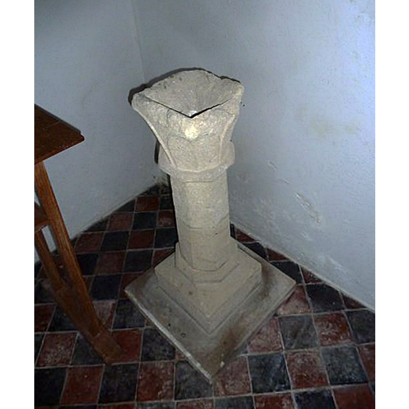we have no information on this object; it appears to be a composite stoup, the basin possibly a re-cycled capital