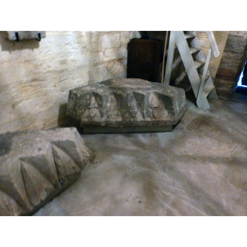 the large atrium or hall contains some unfinished carved stones or fragments