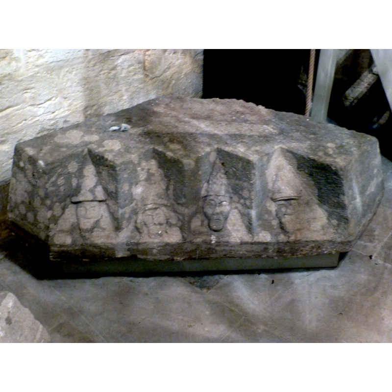 the large atrium or hall contains some unfinished carved stones or fragments