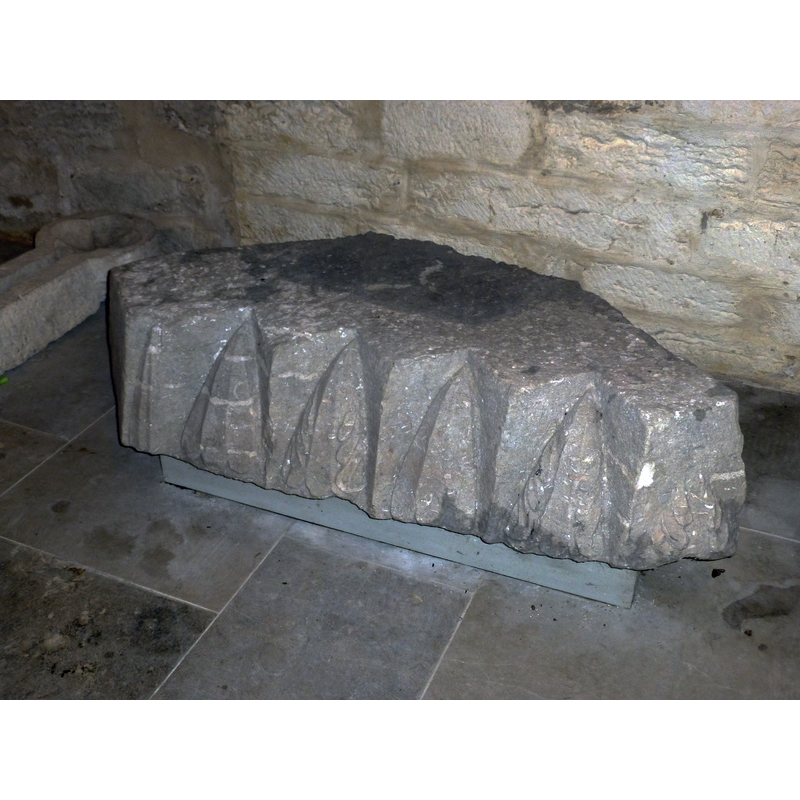 the large atrium or hall contains some unfinished carved stones or fragments