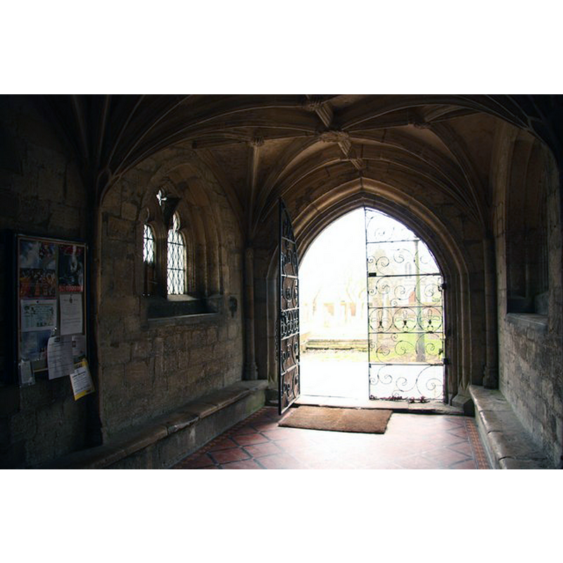 Source caption: "Interior of the south porch to St.Mary's church built c1490".
