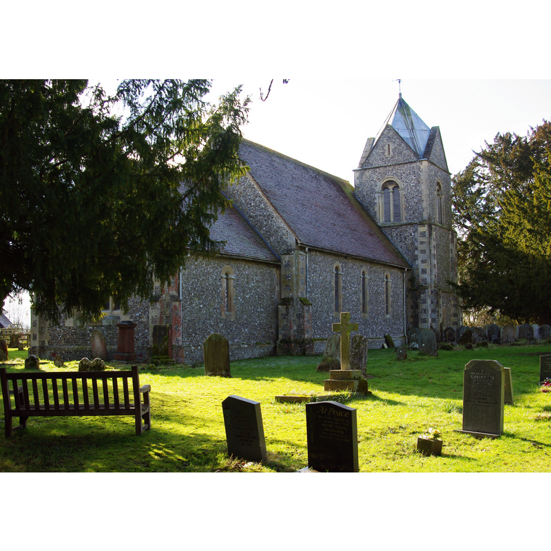Source caption: "St. Nicholas, Newnham, Hampshire. Founded in the 12th century, extensively modernised in the 1840s"
