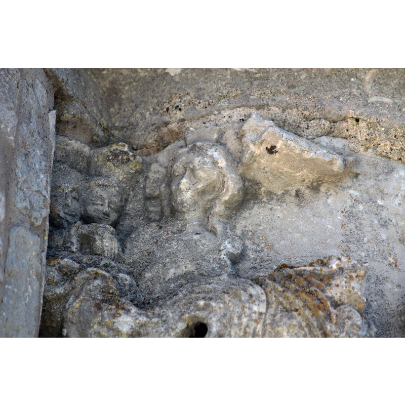 view of the west side of the westermost capital of the south portal, the main entrance into the church: a detail of the Harrowing of Hell showing Christ leading Adam and Eve out