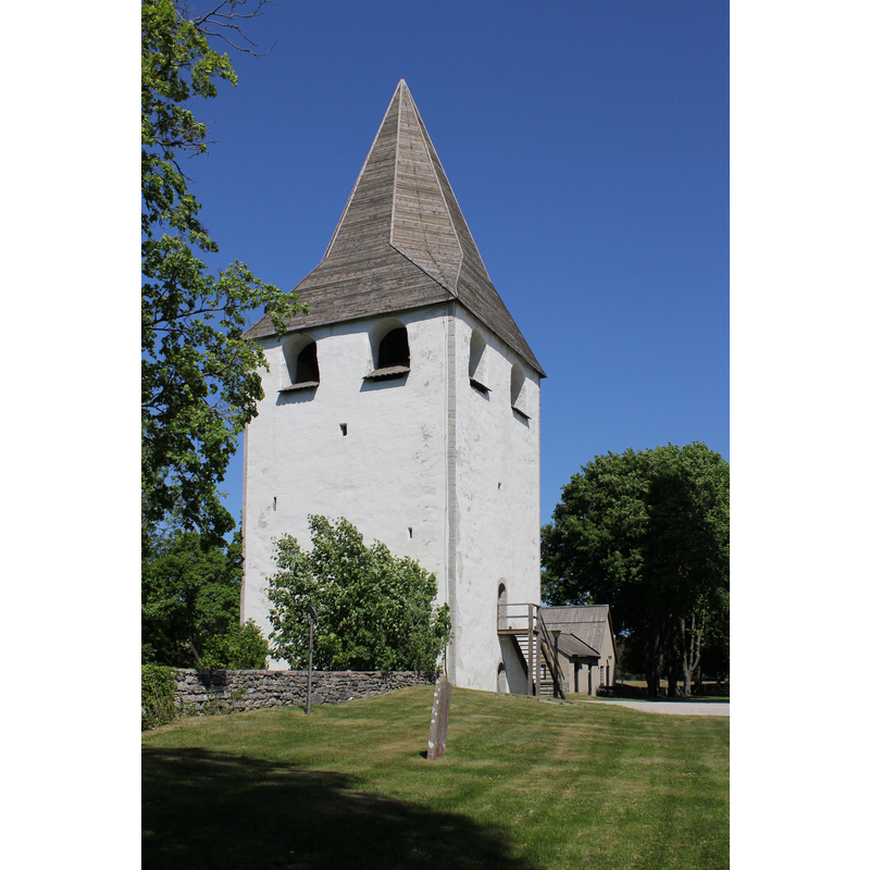 the late-12thC (?) defensive tower standing opposite the west end of the church