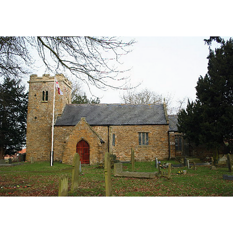 Source caption: "St.George's church, Bradley, Lincs. Perilously close to Grimsby, Bradley retains its rustic charm and medieval church built of local ironstone. A tower which looks Norman but has 13th century bell openings and Decorated font with the inscription "Pater noster ave maria and criede leren ye chylde yt es nede" are the highlights."