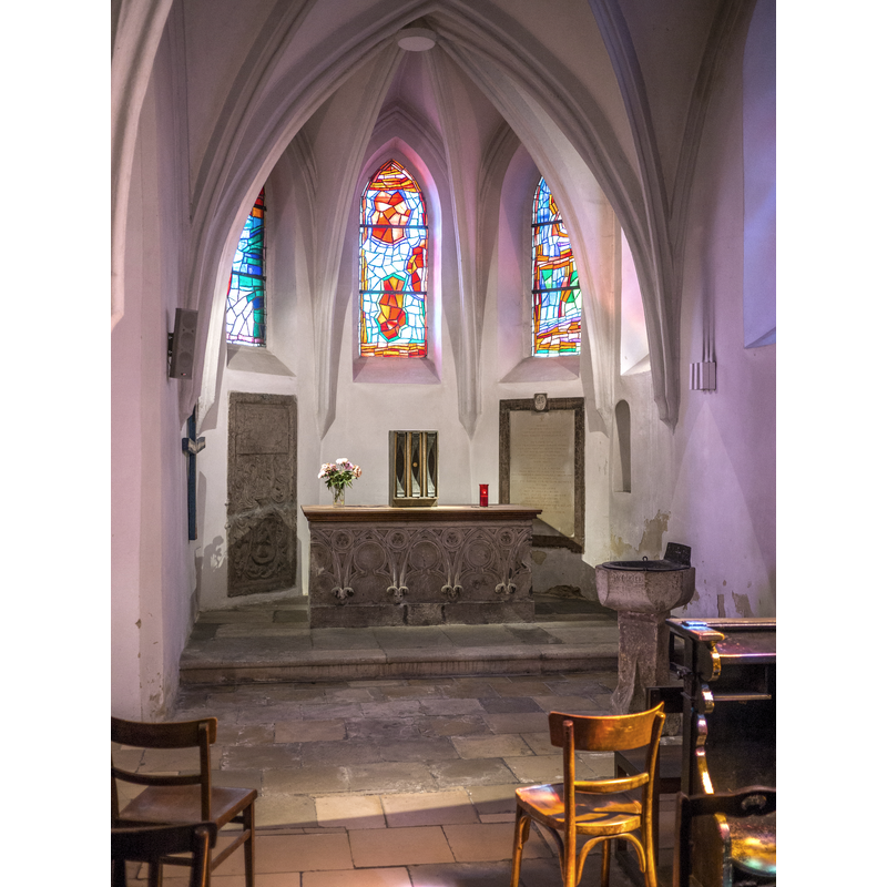at the east end of the church, south side