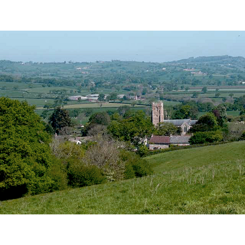 Source caption: "Church at Whitchurch Canonicorum. This church lying in the beautiful Marshwood Vale is said to house the relics of the female Saint Wite from the Viking era. The shrine in the north transept dates from the 13th century."