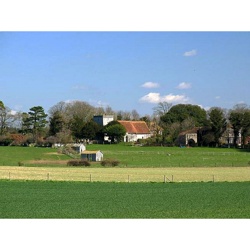 Source caption: "View of St Leonard's Church. It was probably during time of the Mauduit family that the final version of the Church of St. Leonard was built: the nave in the 12th century and chancel in the 13th C. There is some evidence that three previous church buildings were on the same site. Part of the work in the tower is Saxon and the three courses of bricks are said to be Roman."
