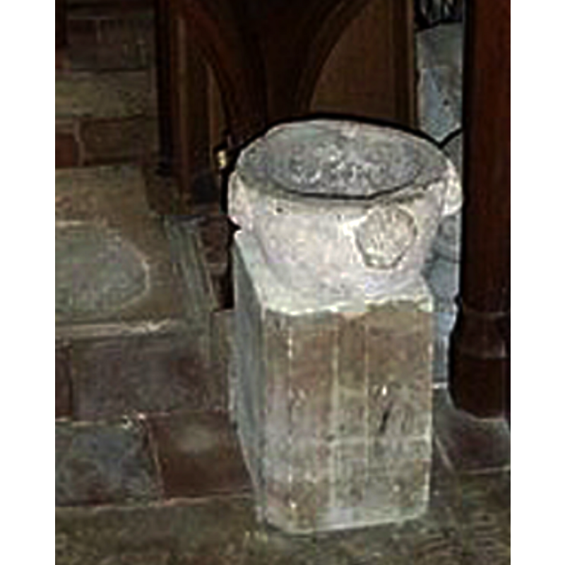 showing one of the objects of interest in this church; it is located at the foot of the pulpit