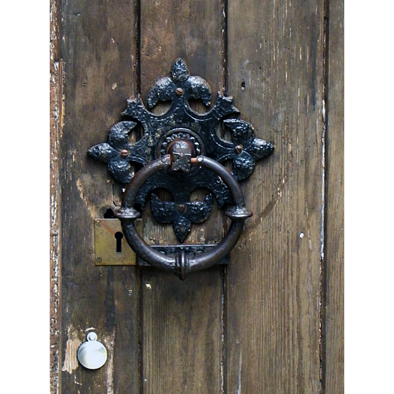 Source caption: "Detail, St Andrew's Church. This is the handle to the priests door." [NB: it is the handle of the west door]