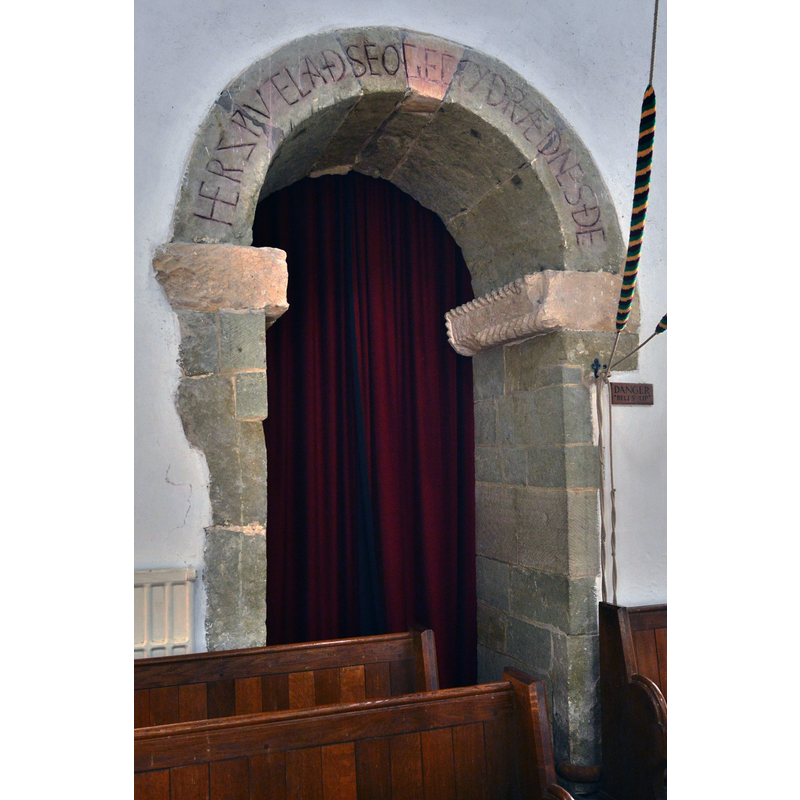 Source caption: "The Anglo Saxon south porticus door with an inscription over 1,000 years old".