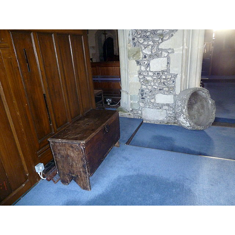 Source caption: "All Saints, Martin: ancient artefacts". -- Is this the basin of an earlier font?